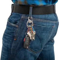 1 keyrack + s-biner moschettone collegato a 6 microlock in plastica grigio