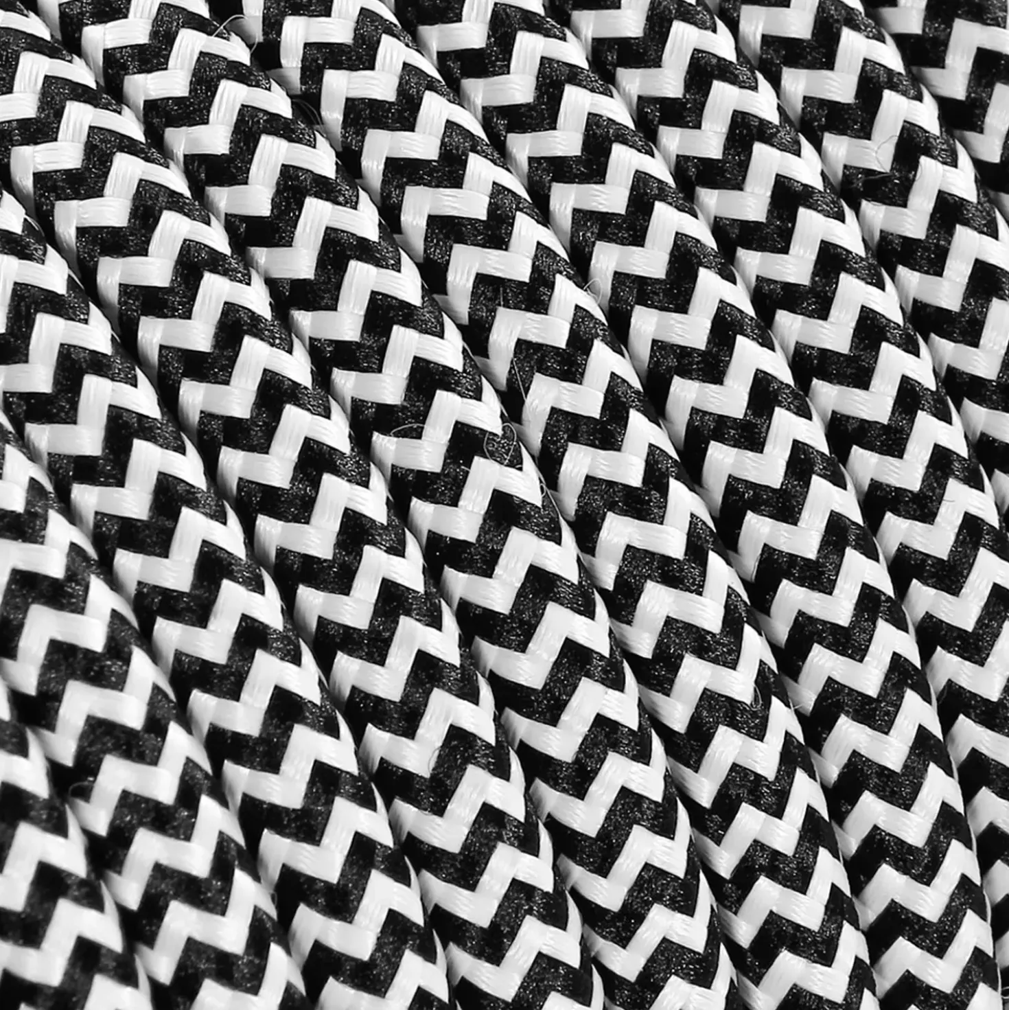 3 m cavo tessile rotondo 2 x 0,75 mm² bianco nero