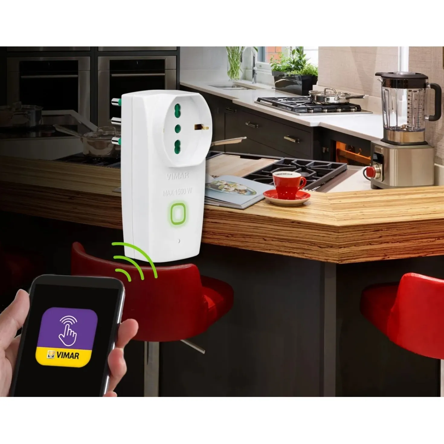 Adattatore S17 universale Vimar con interruttore WiFi Smart Home bianco