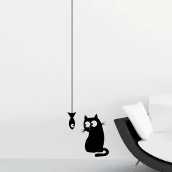 Adesivi murali Cat & Fish 15x31 cm 2 fogli