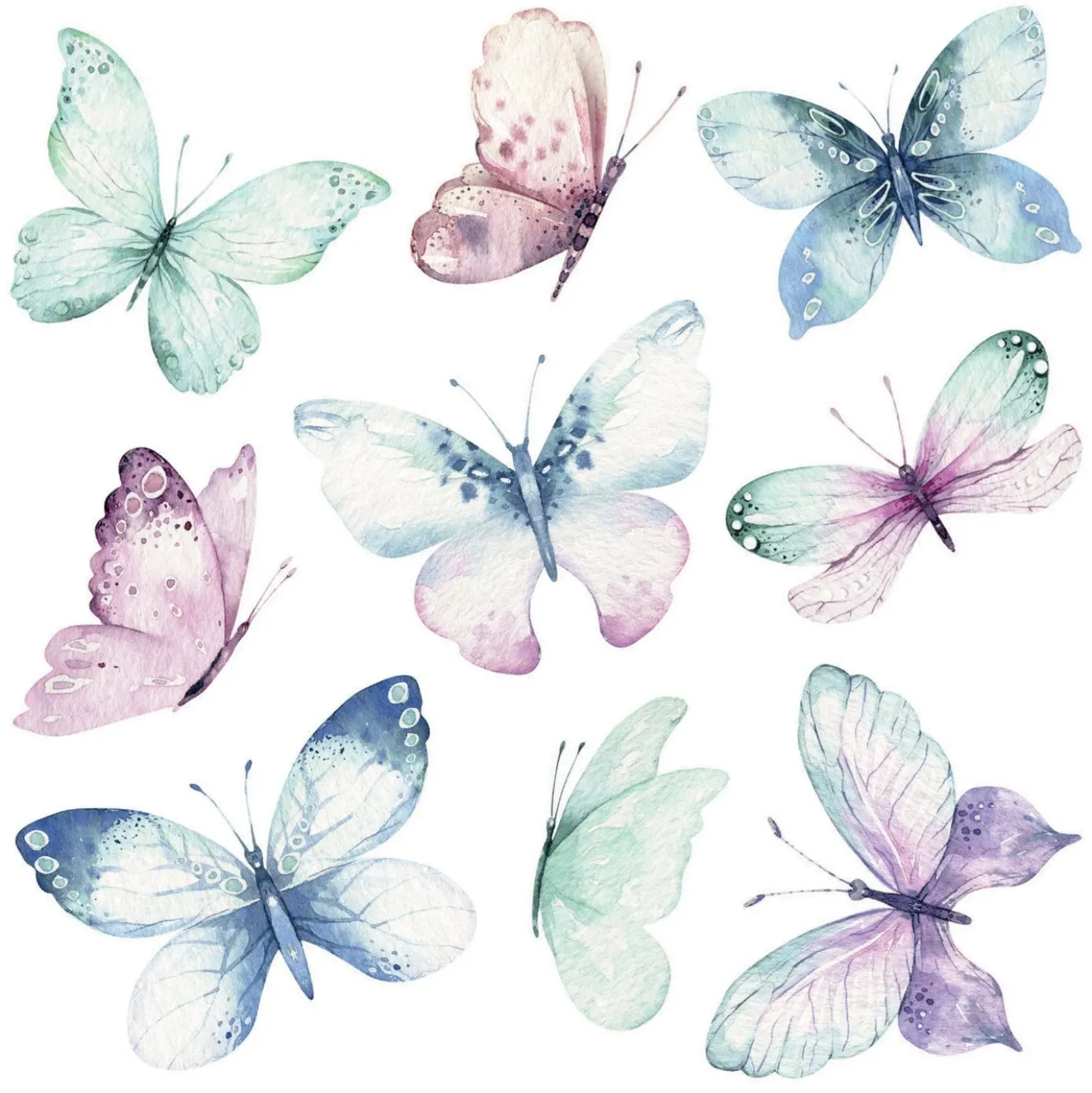 Adesivi murali Watercolour farfalle 31x31 cm 2 fogli