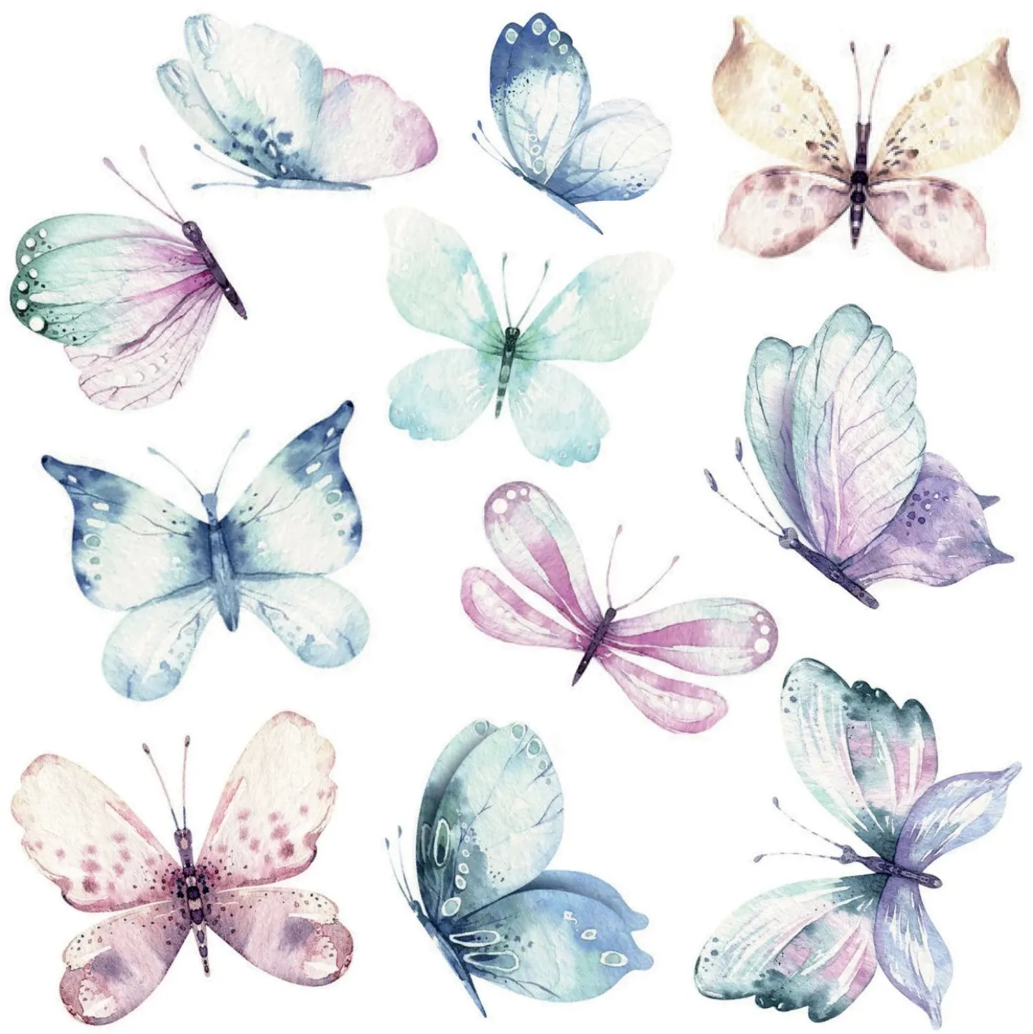 Adesivi murali Watercolour farfalle 31x31 cm 2 fogli