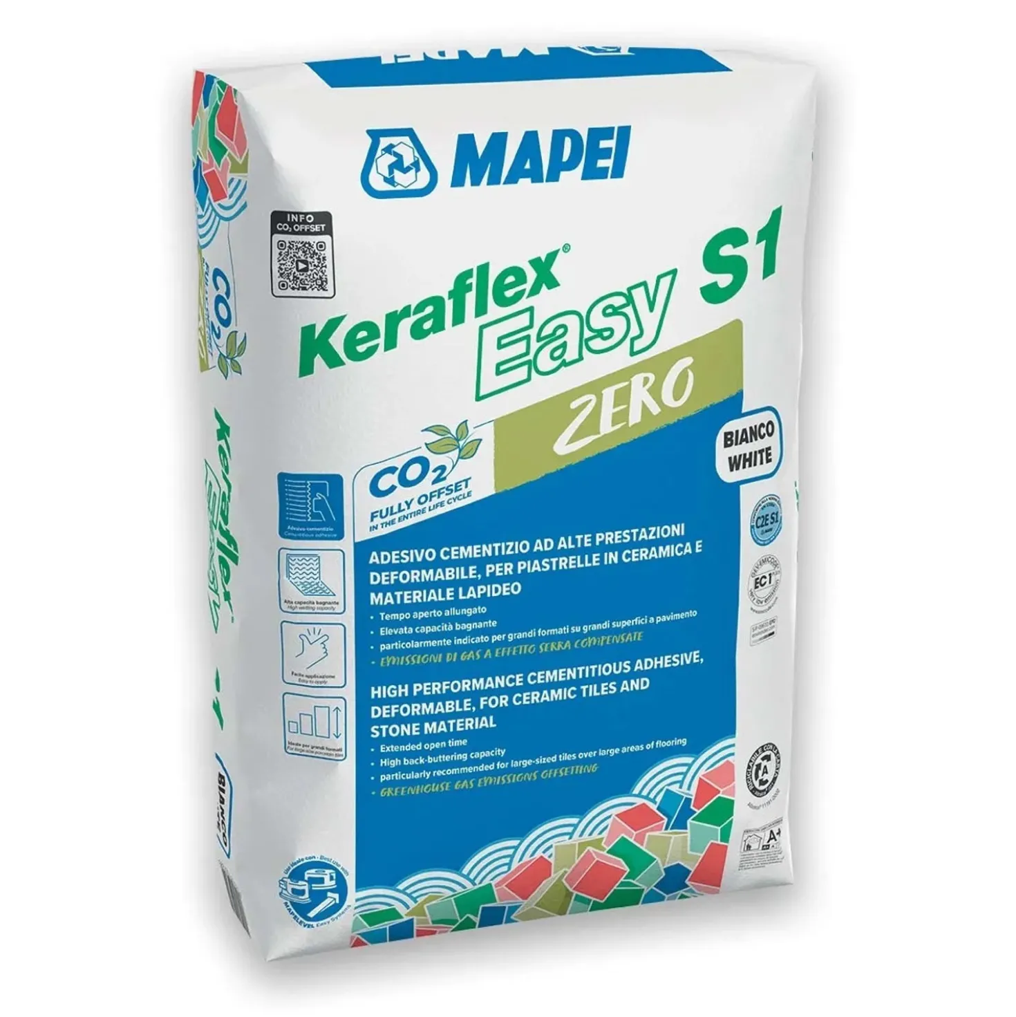 Adesivo cementizio Keraflex Easy S1 Zero 25 kg colore bianco