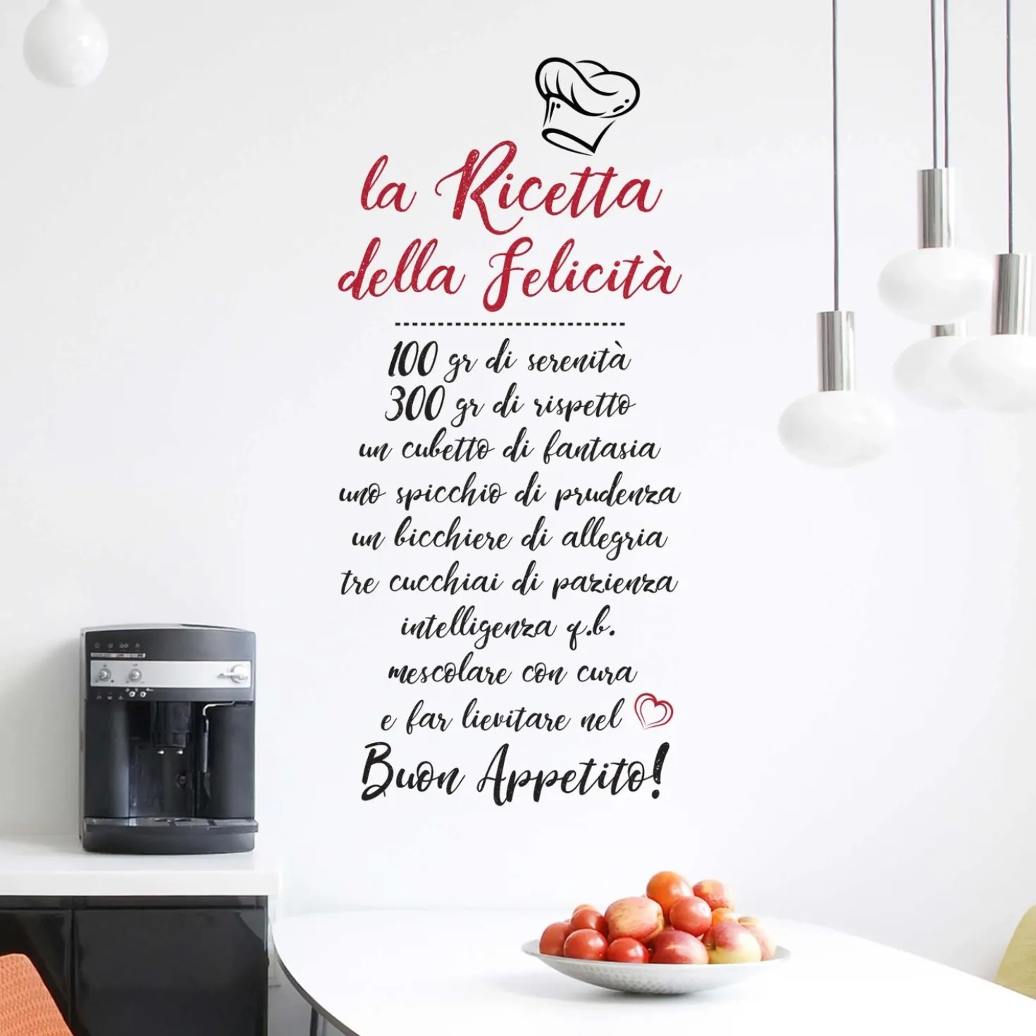 Adesivo da parete Ricetta felicità 47x67 cm
