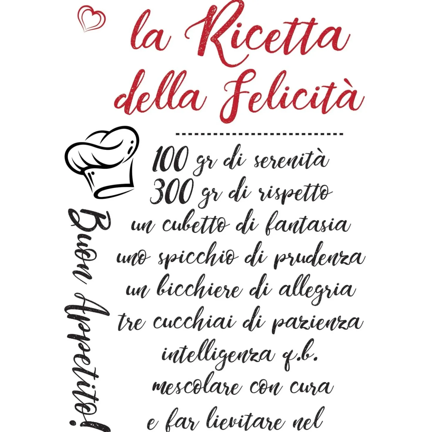 Adesivo da parete Ricetta felicità 47x67 cm