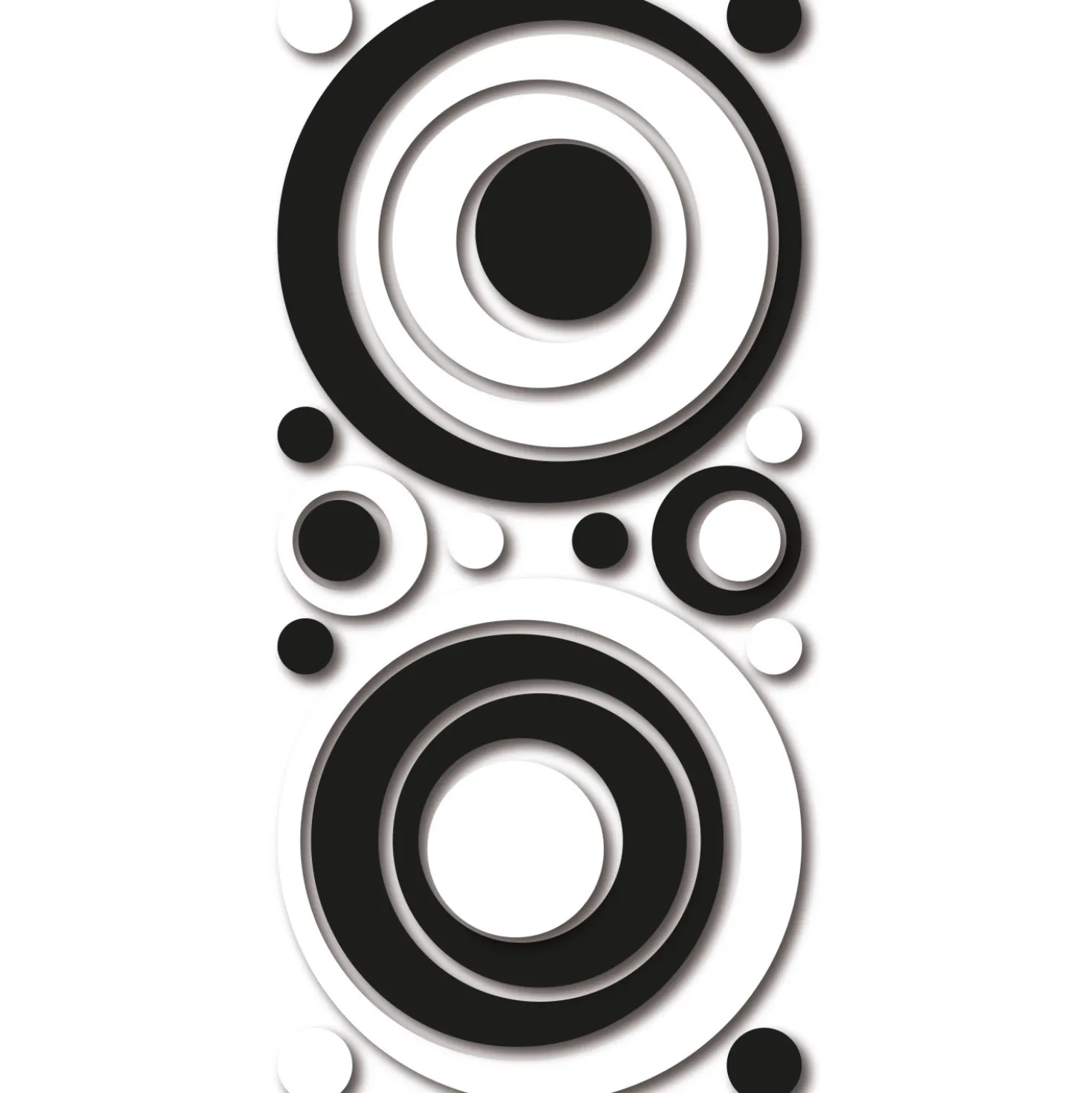 Adesivo decorativo in gomma Cerchi B&W 15x31 cm