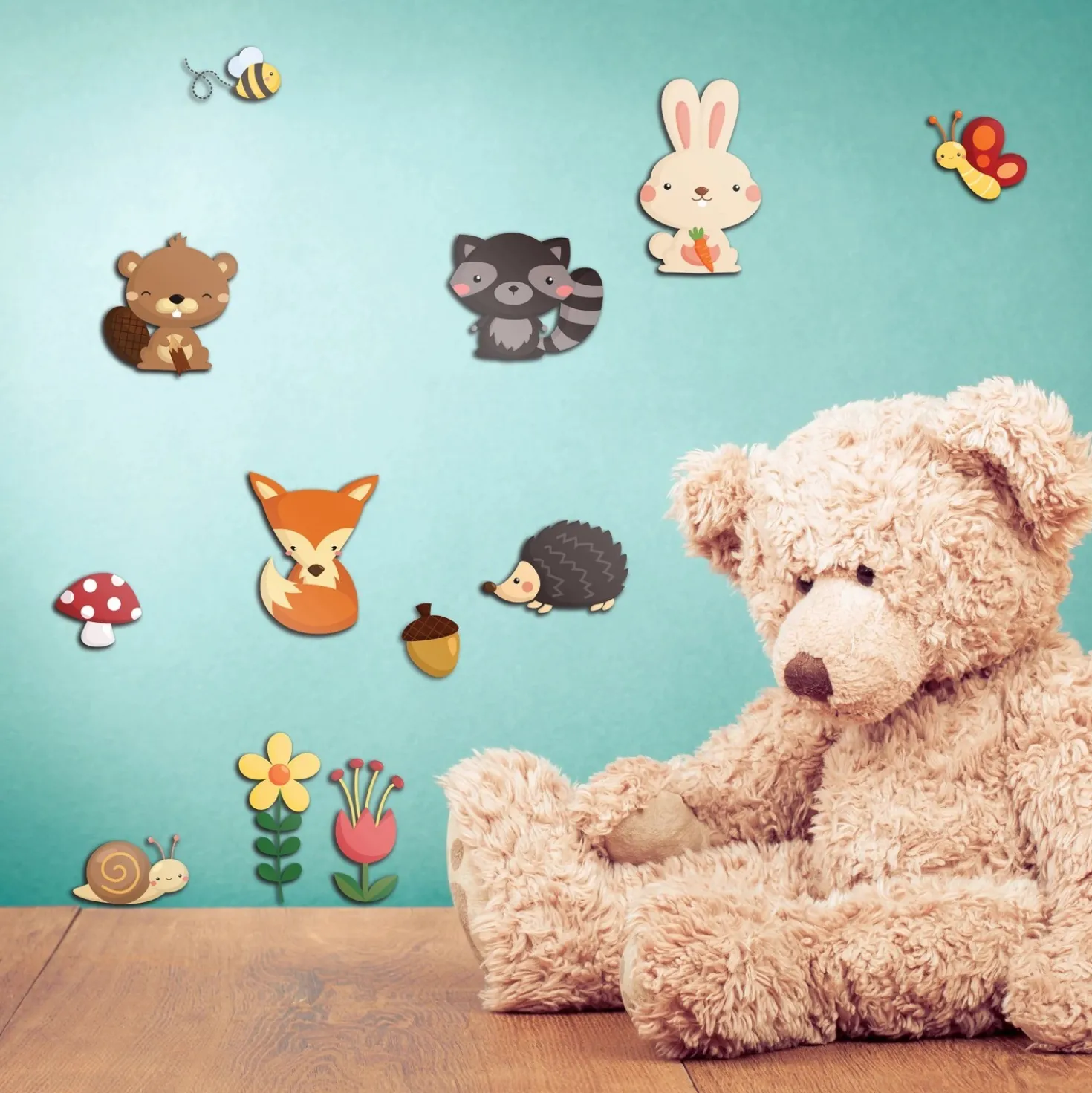 Adesivo decorativo per parete 3D Happy Forest 31x31 cm