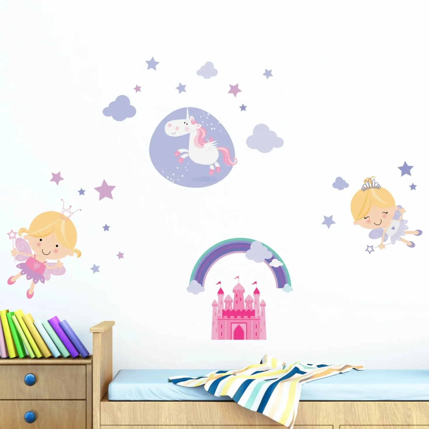 Adesivo decorativo per parete Happy Fairies 47x67 cm