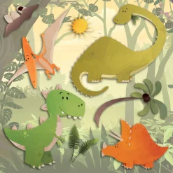 Adesivo decorativo per parete 3D Dinosauri 31x31 cm