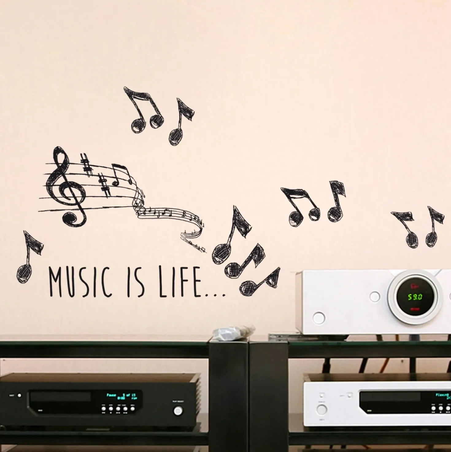 Adesivo decorativo per parete Music 2 fogli 15x31 cm