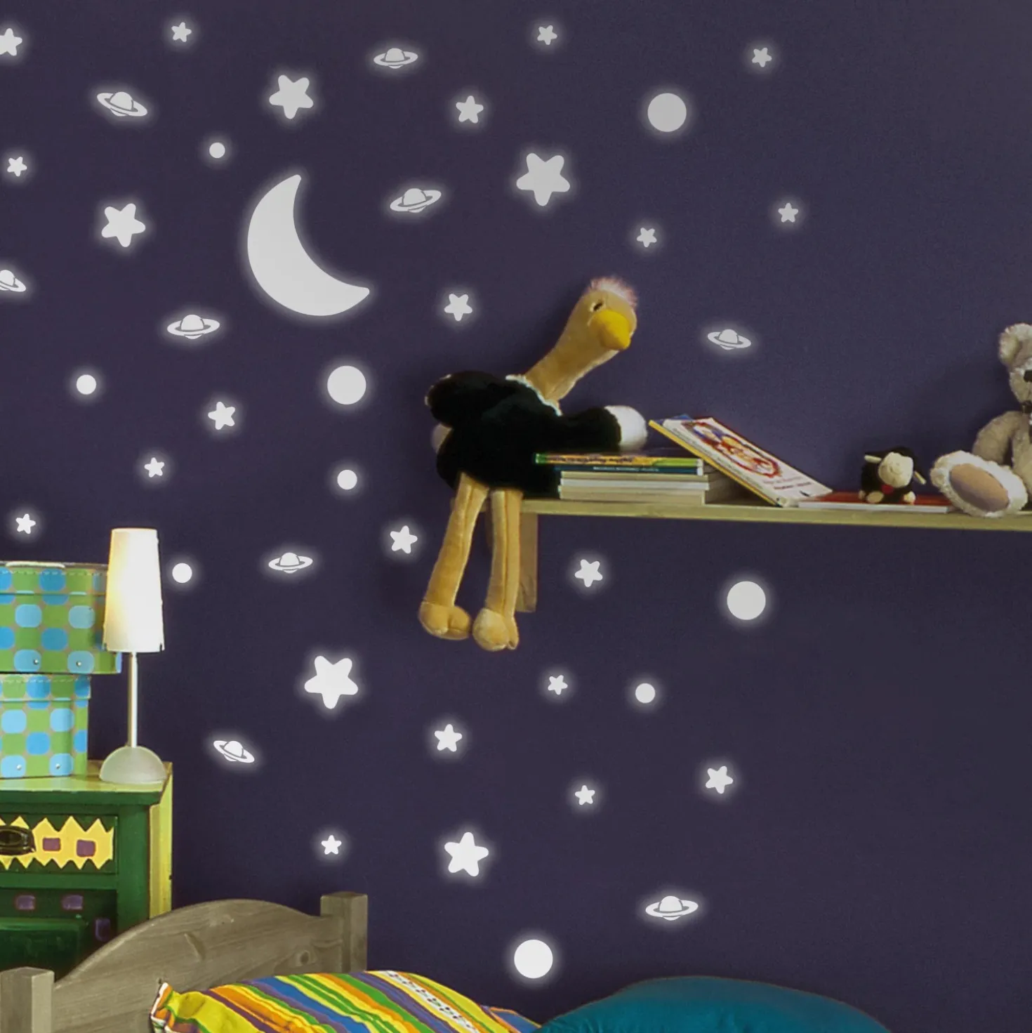 Adesivo decorativo per parete Stelle fosforescenti 2 fogli 31x31 cm