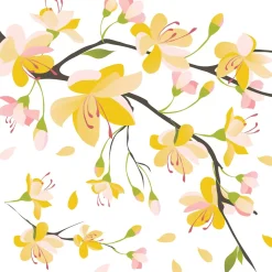 Adesivo decorativo per parete Yellow Branch 2 fogli 31x31 cm