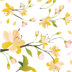 Adesivo decorativo per parete Yellow Branch 2 fogli 31x31 cm