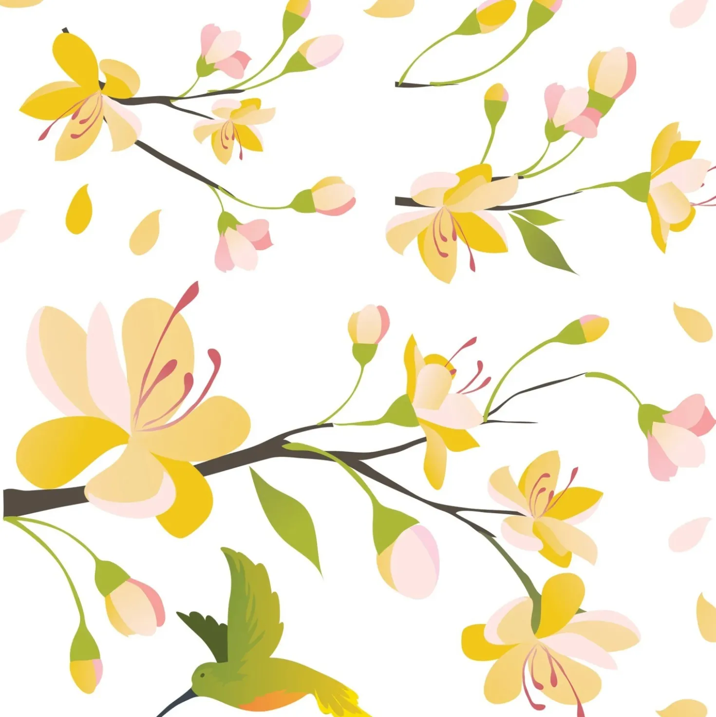 Adesivo decorativo per parete Yellow Branch 2 fogli 31x31 cm