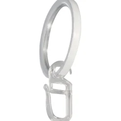 Anello piatto Ø 4 cm con gancio per bastone tenda Ø 2 cm bianco 10 pz