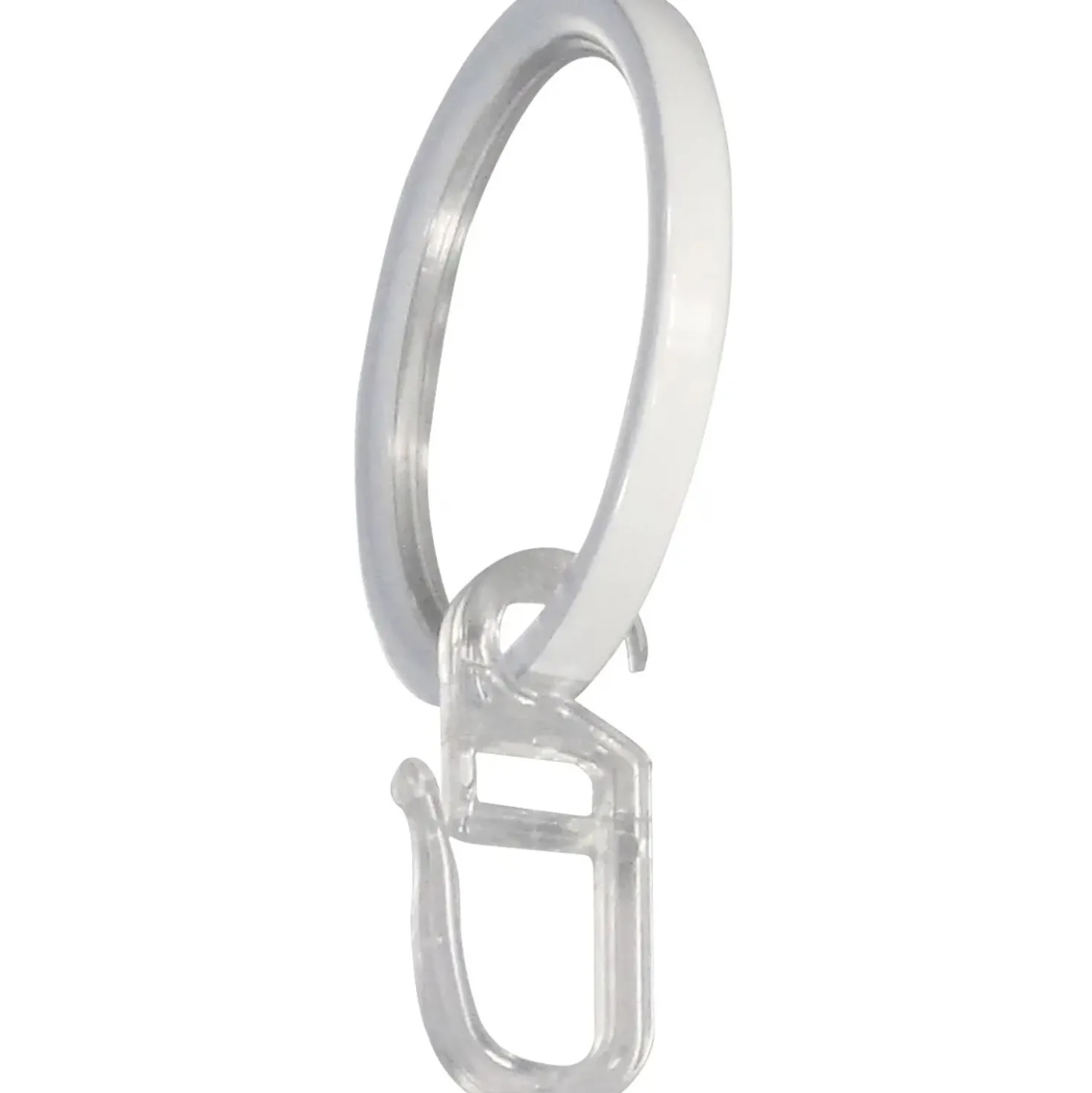 Anello piatto Ø 4 cm con gancio per bastone tenda Ø 2 cm bianco 10 pz