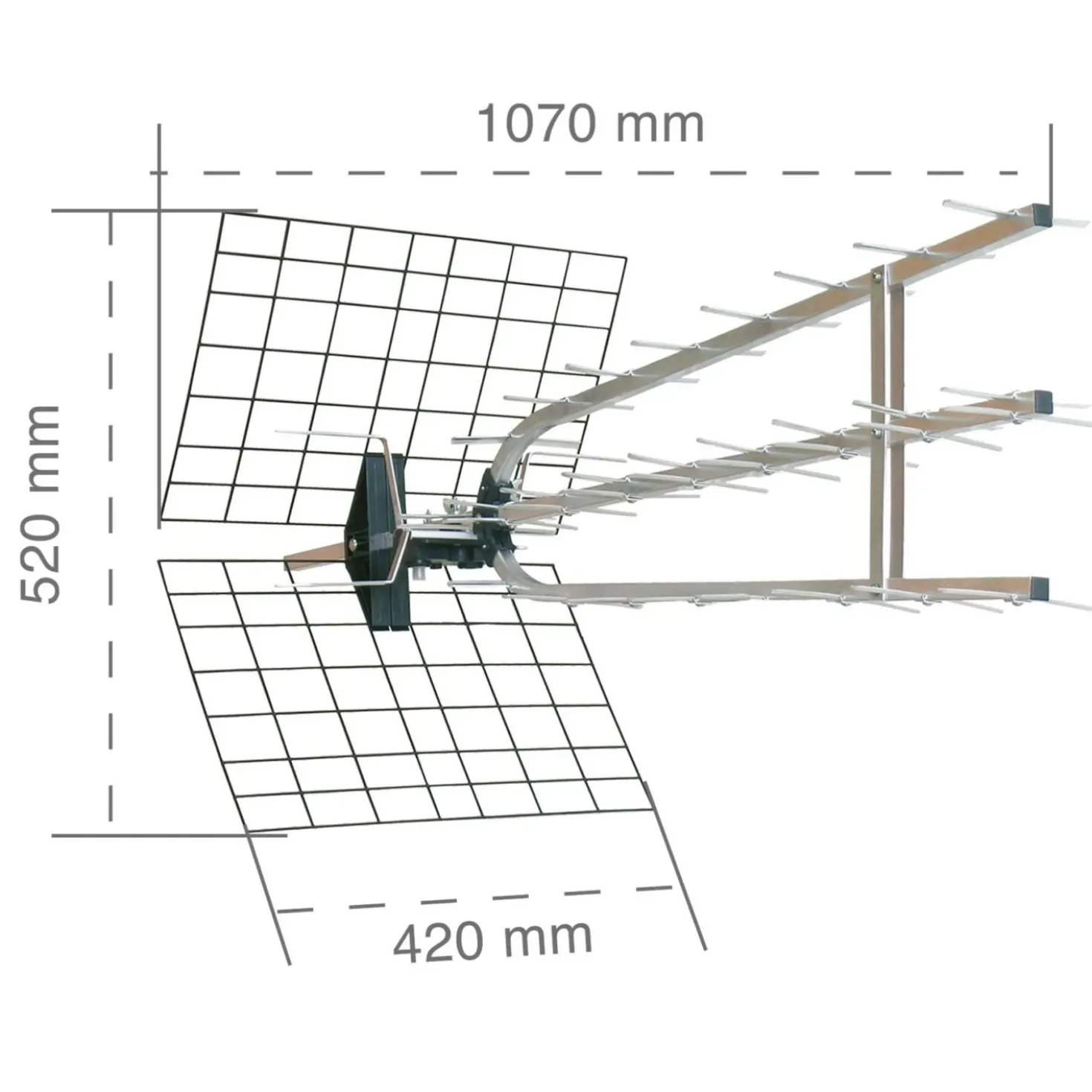 Antenna UHF Metronic 37 el. 5G Trinappe + amolificatore 45 db connettore F