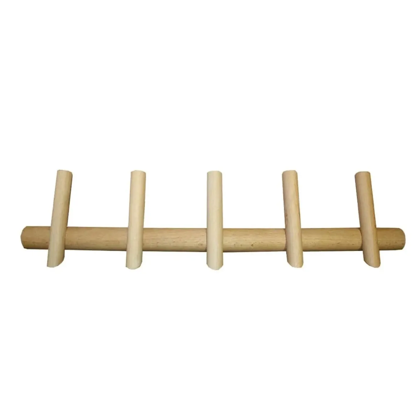 Appendiabiti in legno 5 posti tinto naturale L 55 x H 5 x P 5,5 cm