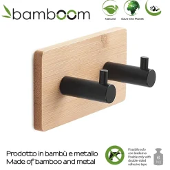 Appendiabiti Juncos doppio quadrato realizzato in bambù e metallo