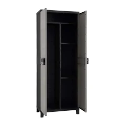 Armadio da esterno alto 3 ripiani e portascope in plastica 66x40xH172 cm