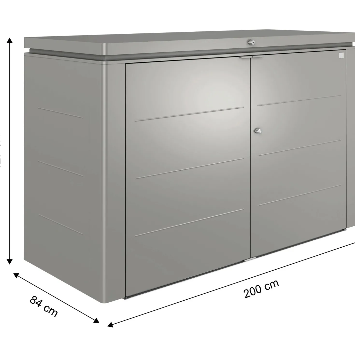 Armadio da esterno basso Biohort HighBoard 200x84x127 cm grigio quarzo