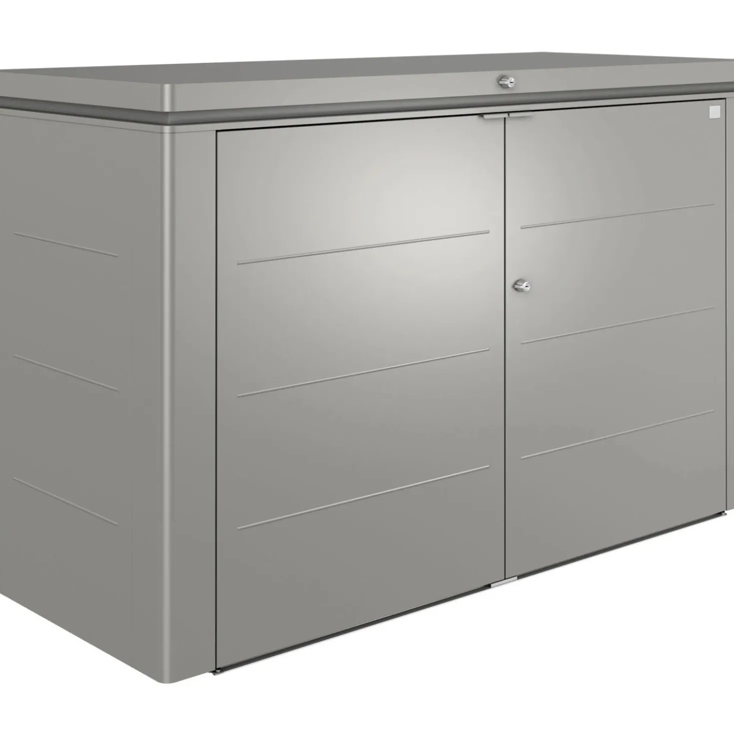Armadio da esterno basso Biohort HighBoard 200x84x127 cm grigio quarzo