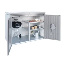 Armadio da esterno basso Biohort HighBoard 160x70x118 cm grigio quarzo