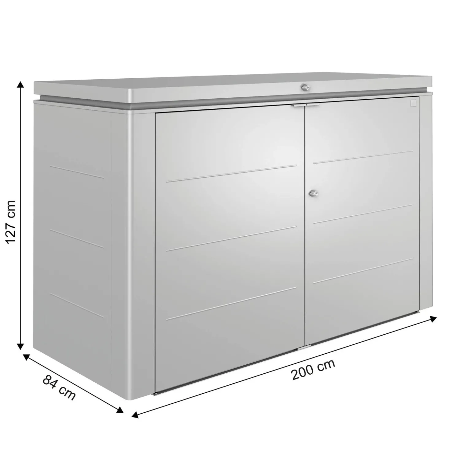 Armadio da esterno basso Biohort HighBoard 200x84x127 cm argento
