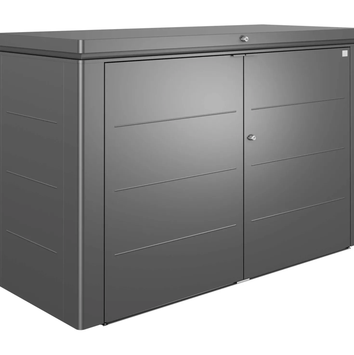 Armadio da esterno basso Biohort HighBoard 200x84x127 cm grigio scuro
