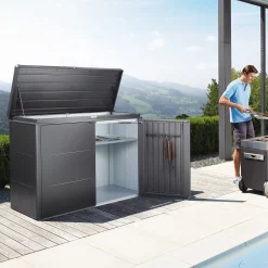 Armadio da esterno basso Biohort HighBoard 200x84x127 cm grigio scuro