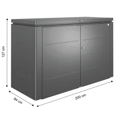 Armadio da esterno basso Biohort HighBoard 200x84x127 cm grigio scuro