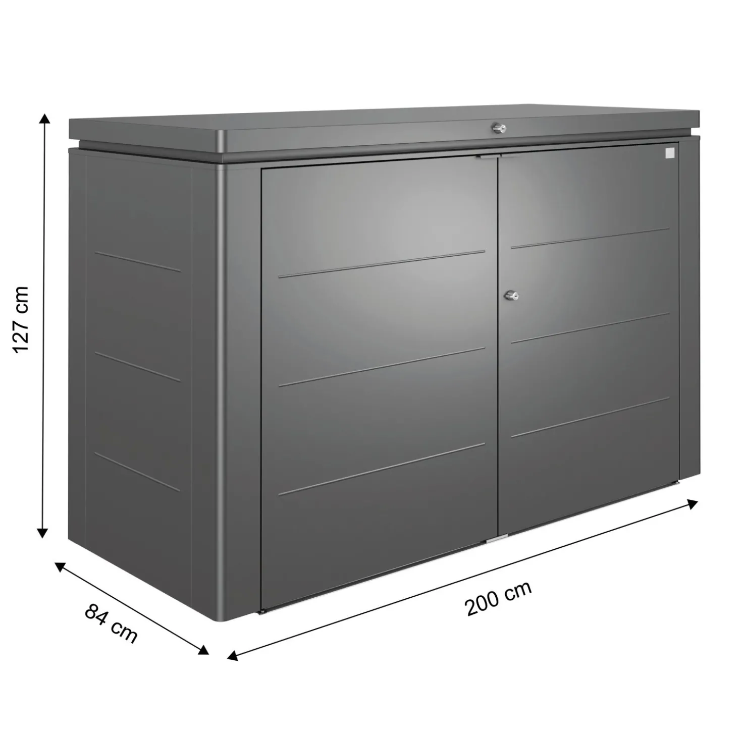 Armadio da esterno basso Biohort HighBoard 200x84x127 cm grigio scuro