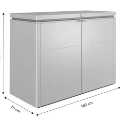 Armadio da esterno basso Biohort HighBoard 160x70x118 cm argento