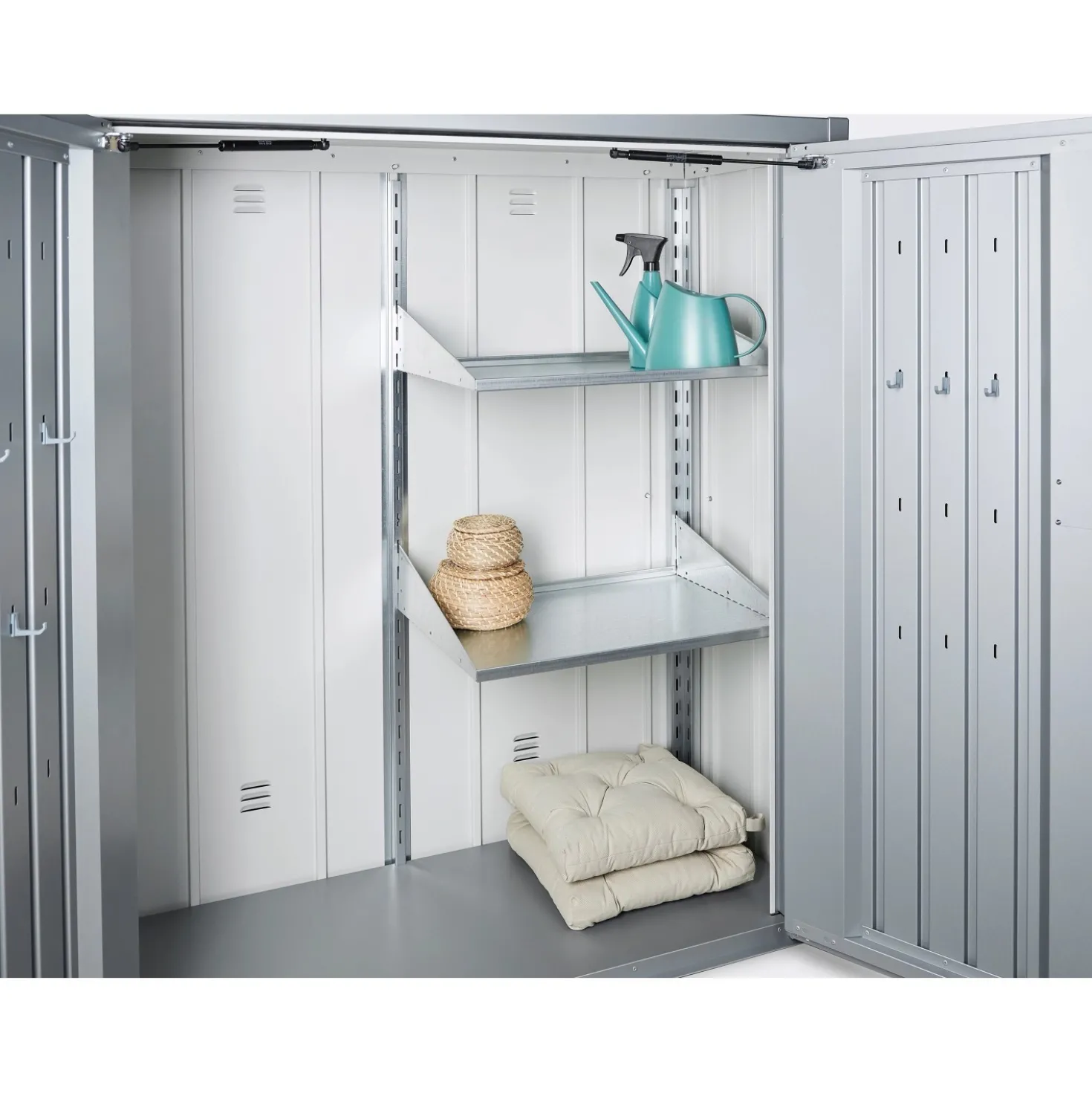 Armadio da esterno Biohort Romeo 140x132x87 cm argento