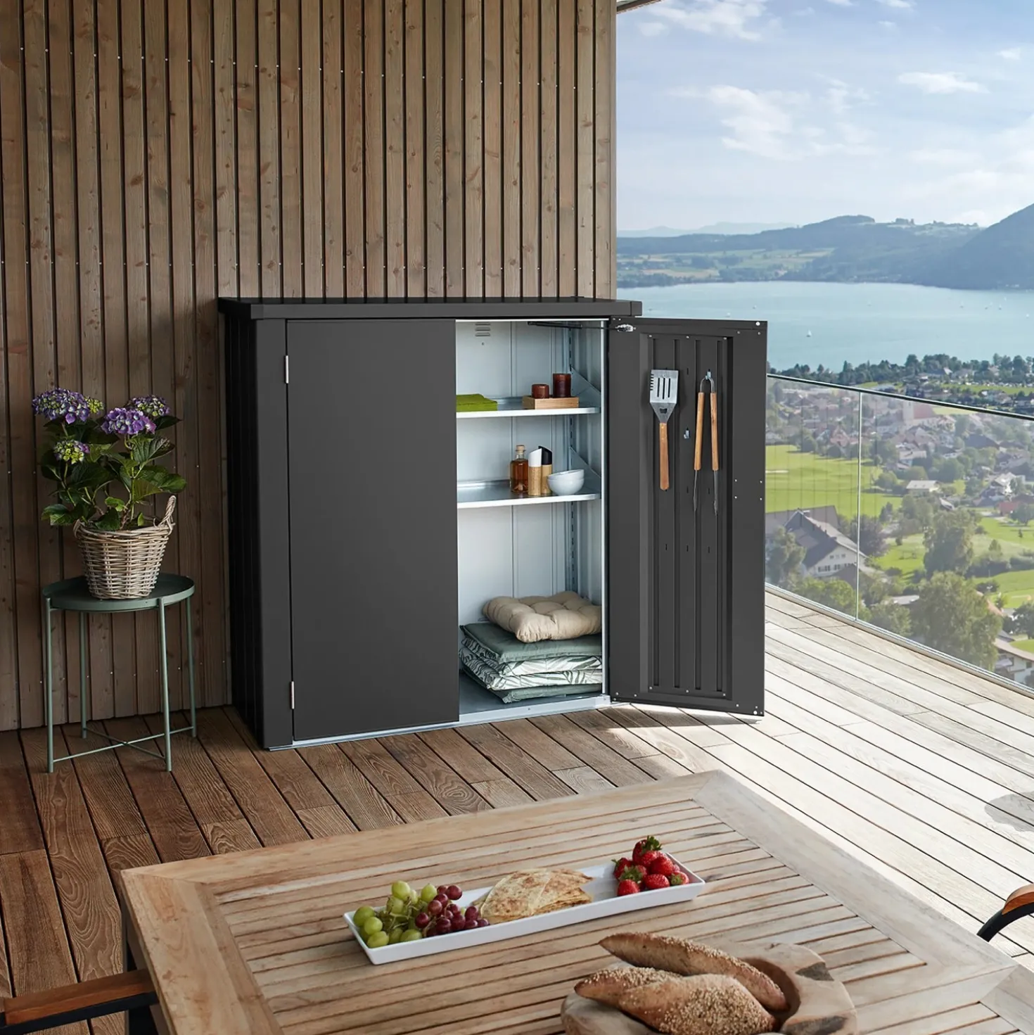 Armadio da esterno Biohort Romeo 140x132x57 cm grigio scuro