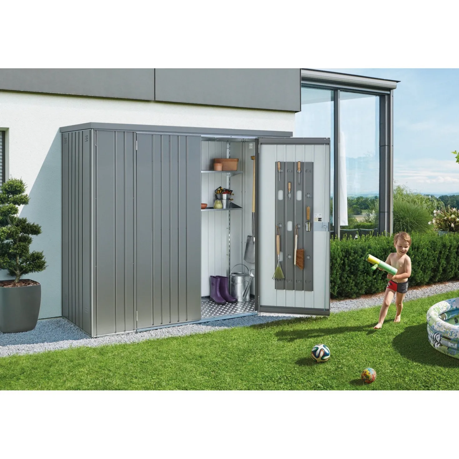 Armadio da esterno Biohort grigio quarzo 227x83x183 cm