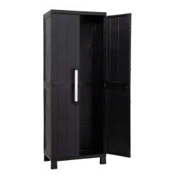 Armadio portascope 2 ante vano porta-attrezzi plastica Garage 65x37x173 cm nero