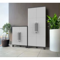 Armadio Terry a 2 ante con 3 ripiani modulabili grigio