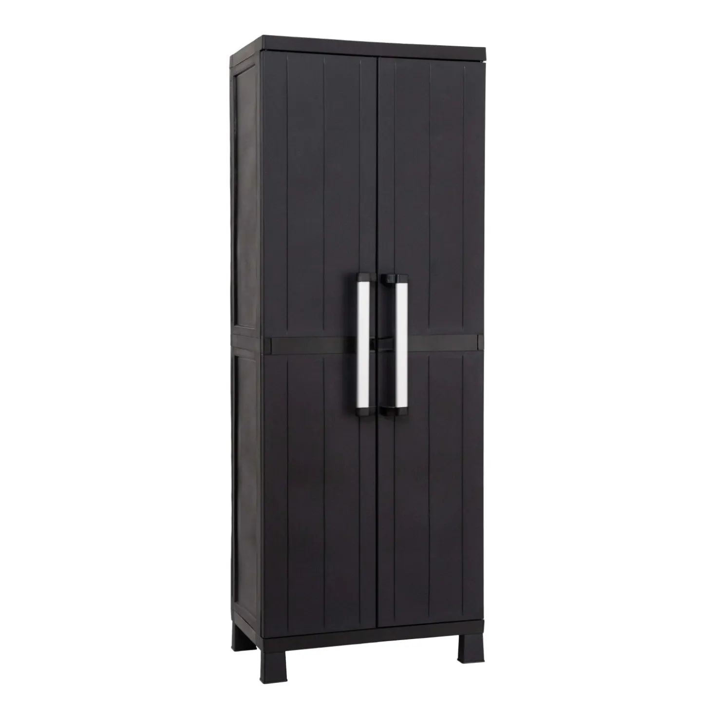 Armadio tuttopiani 2 ante 4 ripiani plastica Garage 65x37x173 cm nero