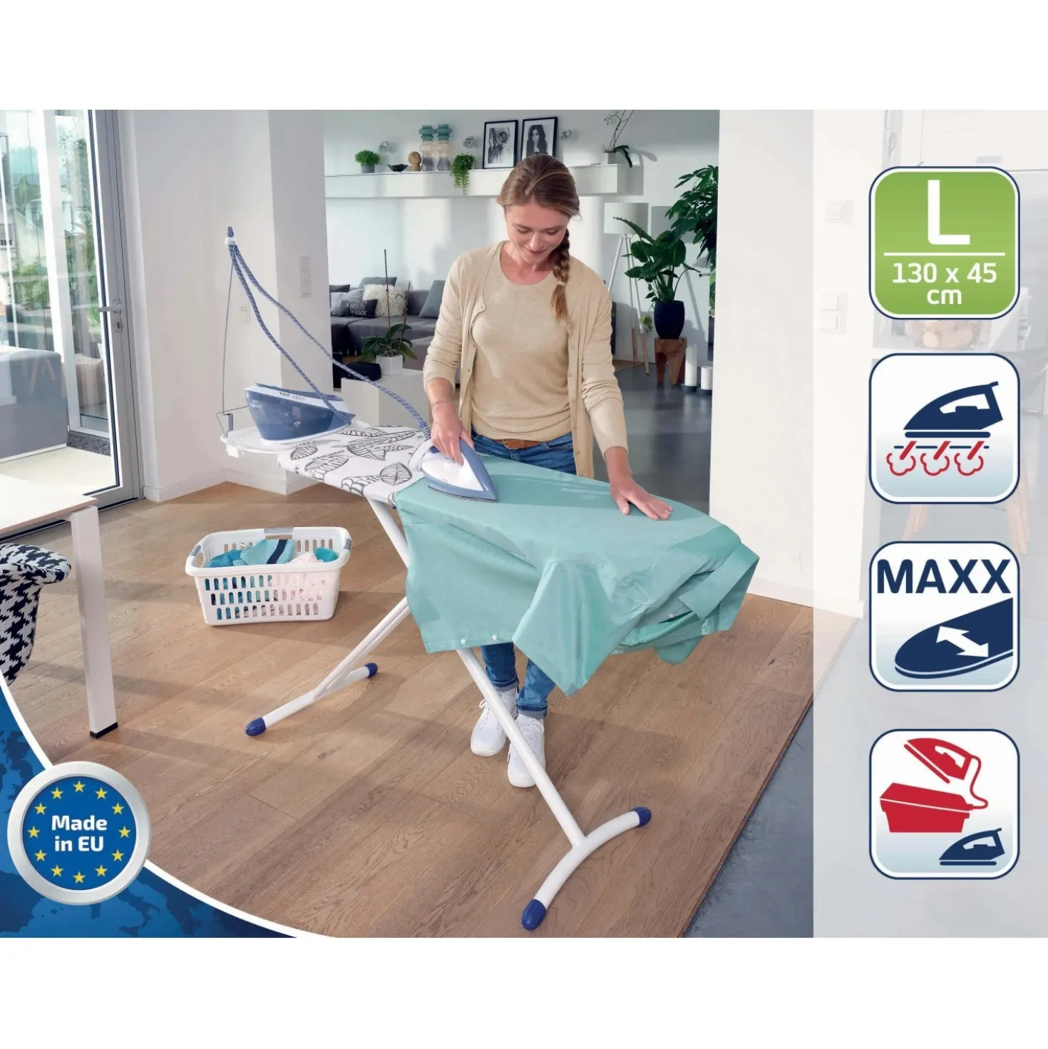 Asse da stiro Air Board Express L MAXX Solid 130x45 cm altezza 76-100 cm