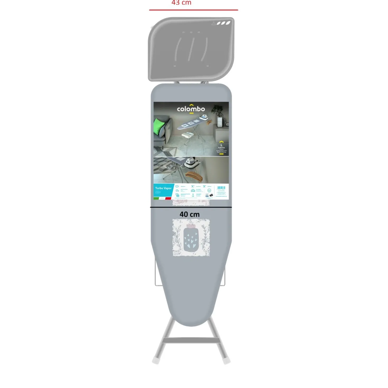 Asse da stiro Colombo Turbo Vapor 120x40 cm