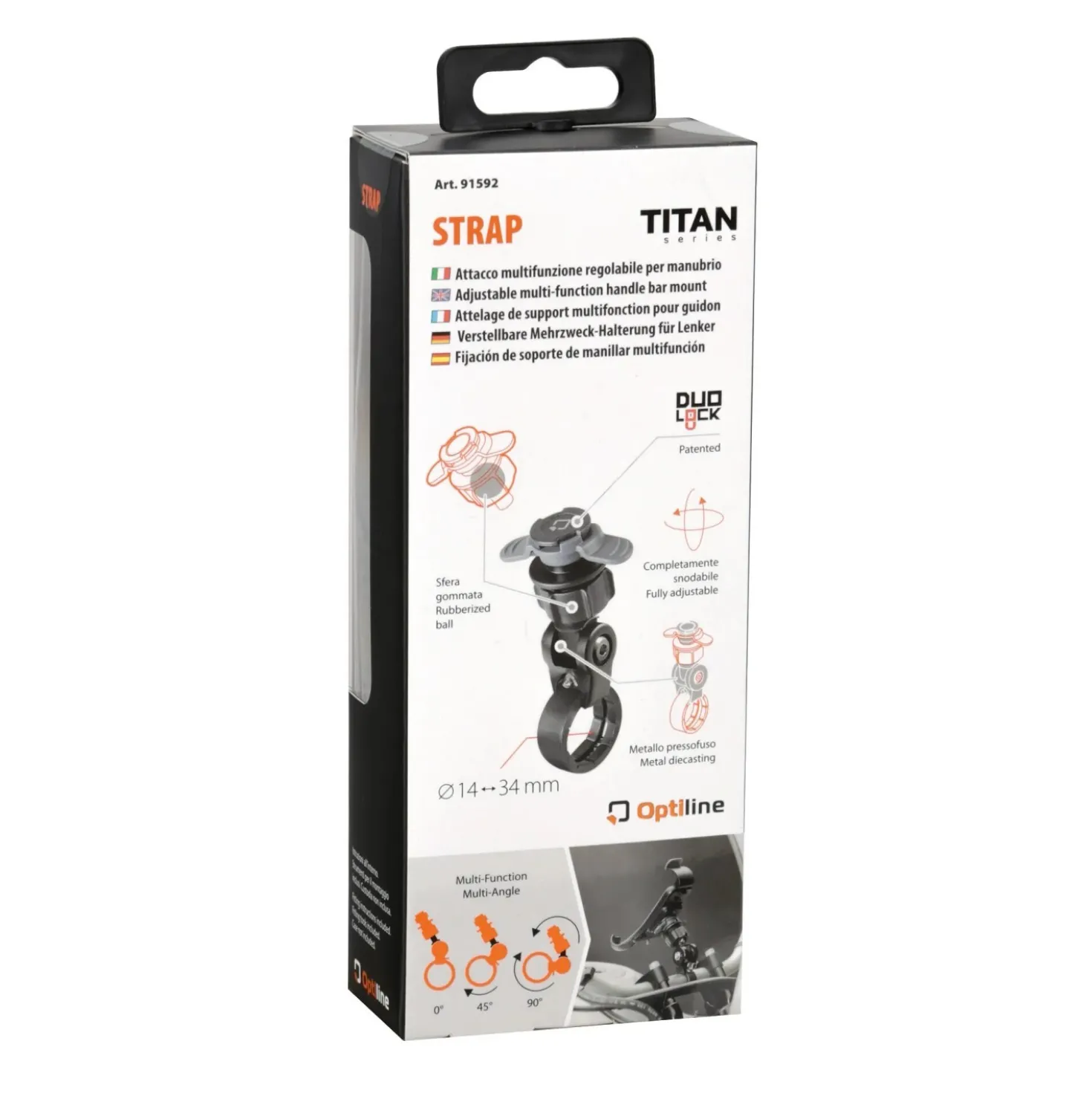 Attacco per manubrio Titan Strap multifunzione regolabile nero/grigio