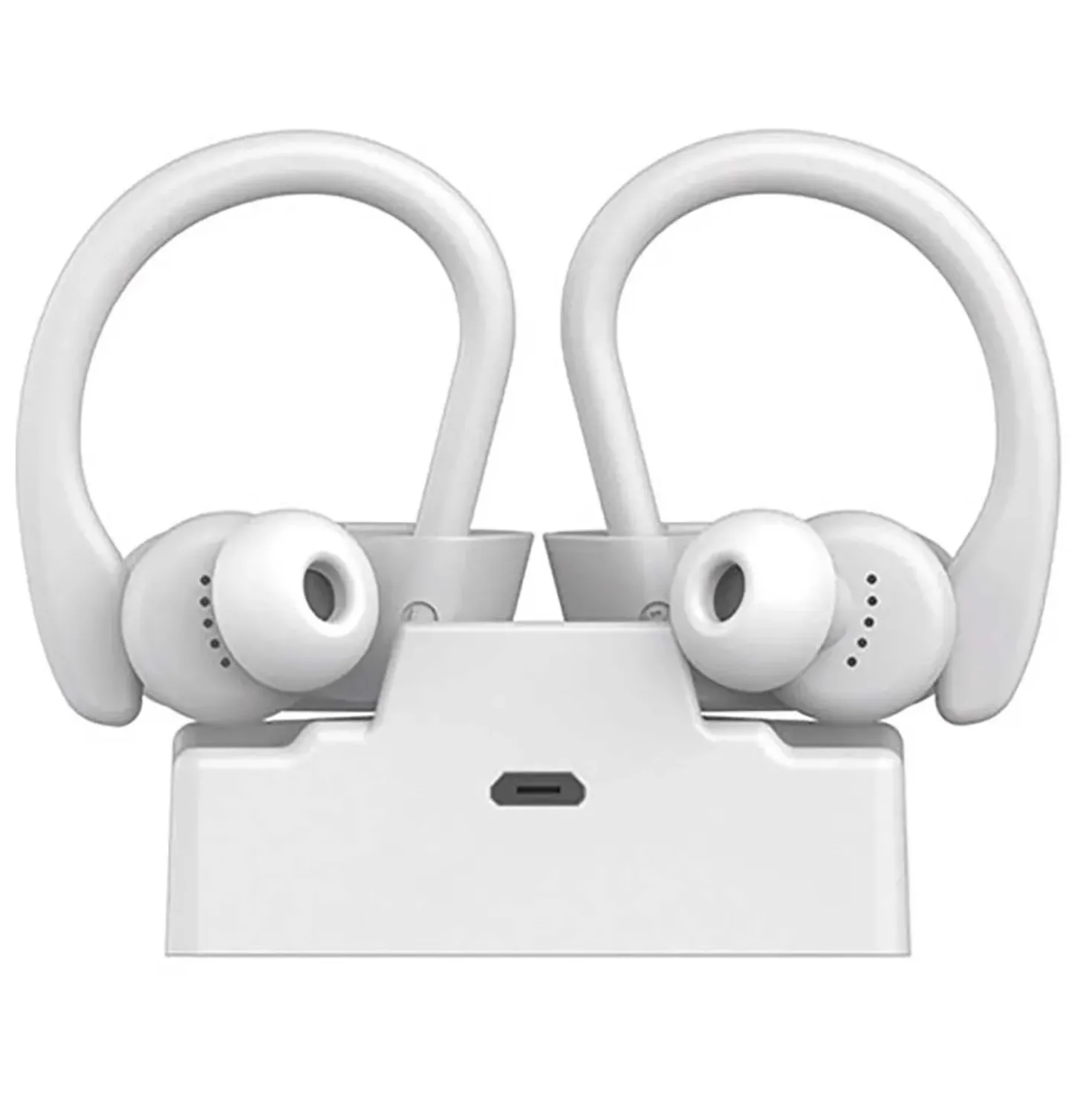 Auricolari stereo bluetooth con archetto ergonomico microfono e controlli Bianco