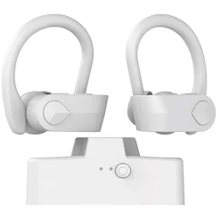 Auricolari stereo bluetooth con archetto ergonomico microfono e controlli Bianco