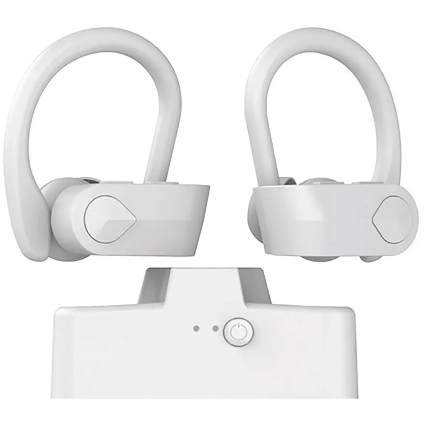 Auricolari stereo bluetooth con archetto ergonomico microfono e controlli Bianco