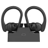 Auricolari stereo bluetooth con archetto ergonomico microfono e controlli Nero