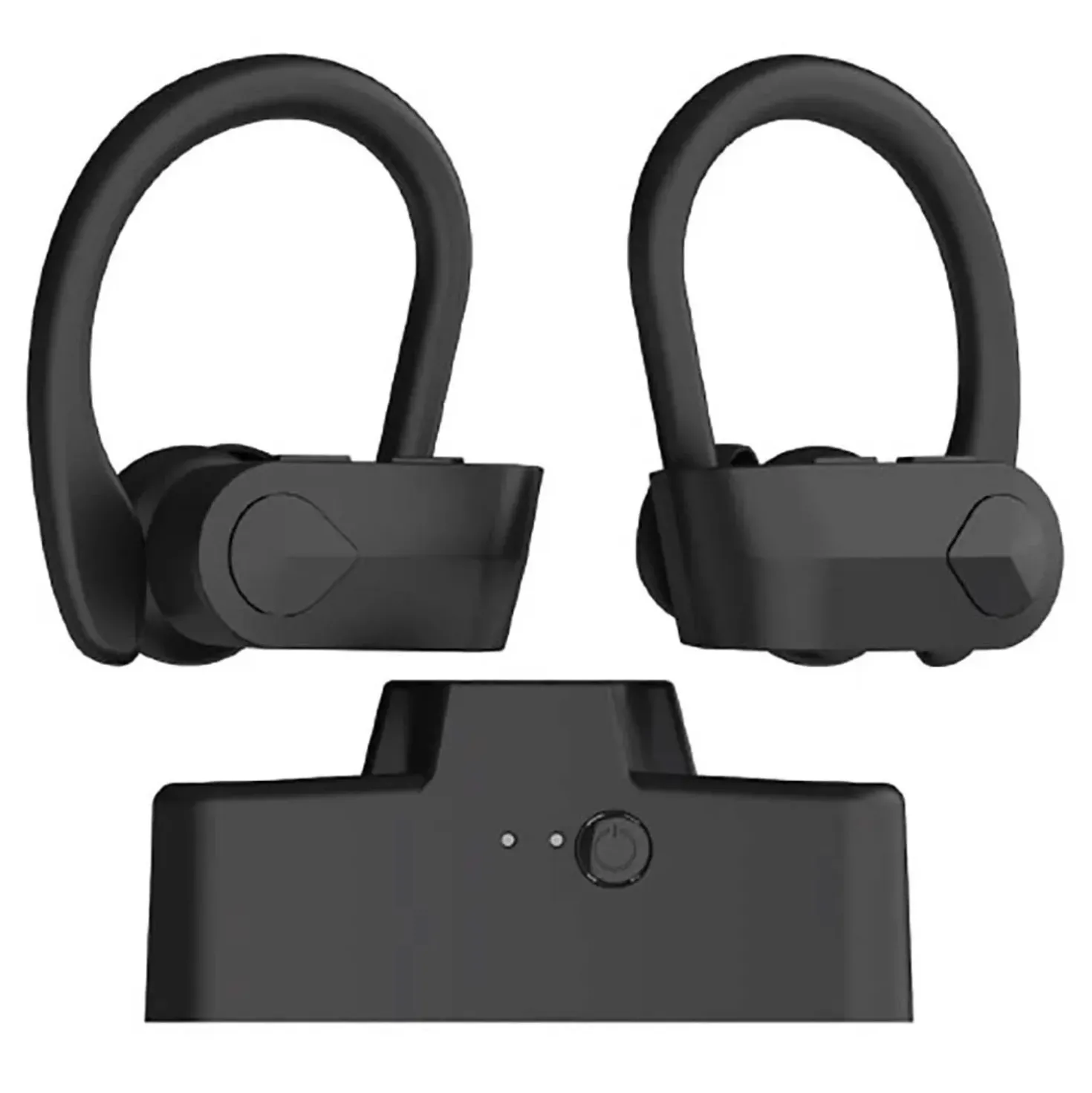 Auricolari stereo bluetooth con archetto ergonomico microfono e controlli Nero