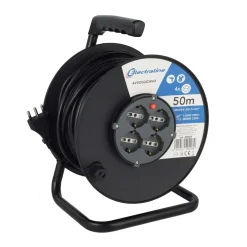 Avvolgicavo elettrico H05VV-F 3G1,5 mm² 4 prese polivalenti 50 m nero