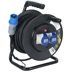 Avvolgicavo Industriale 2 prese CEE IP44 H07RN-F 3G2.5. 25 m Nero