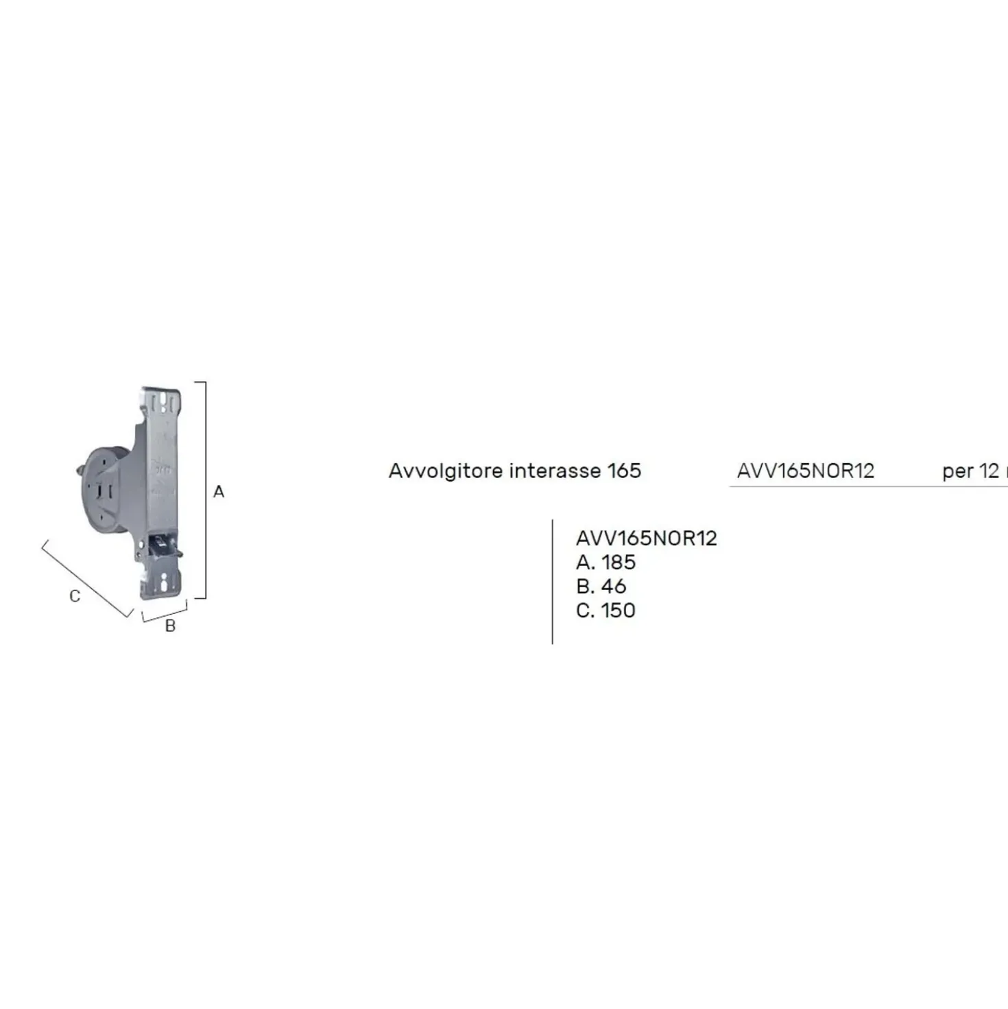 Avvolgitore tapparella in ferro 142-165 mm per cintino 12 m